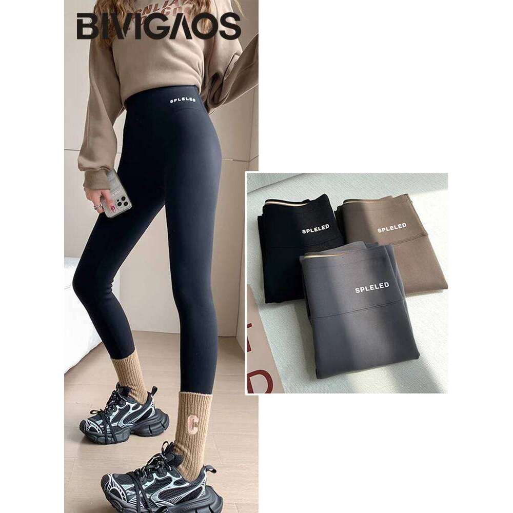 BIVIGAOS Autumn New Rabbit Veet Shark Women High Waist Thin Fleece Warm Leggings Winter Seamless Sport Casual Legging