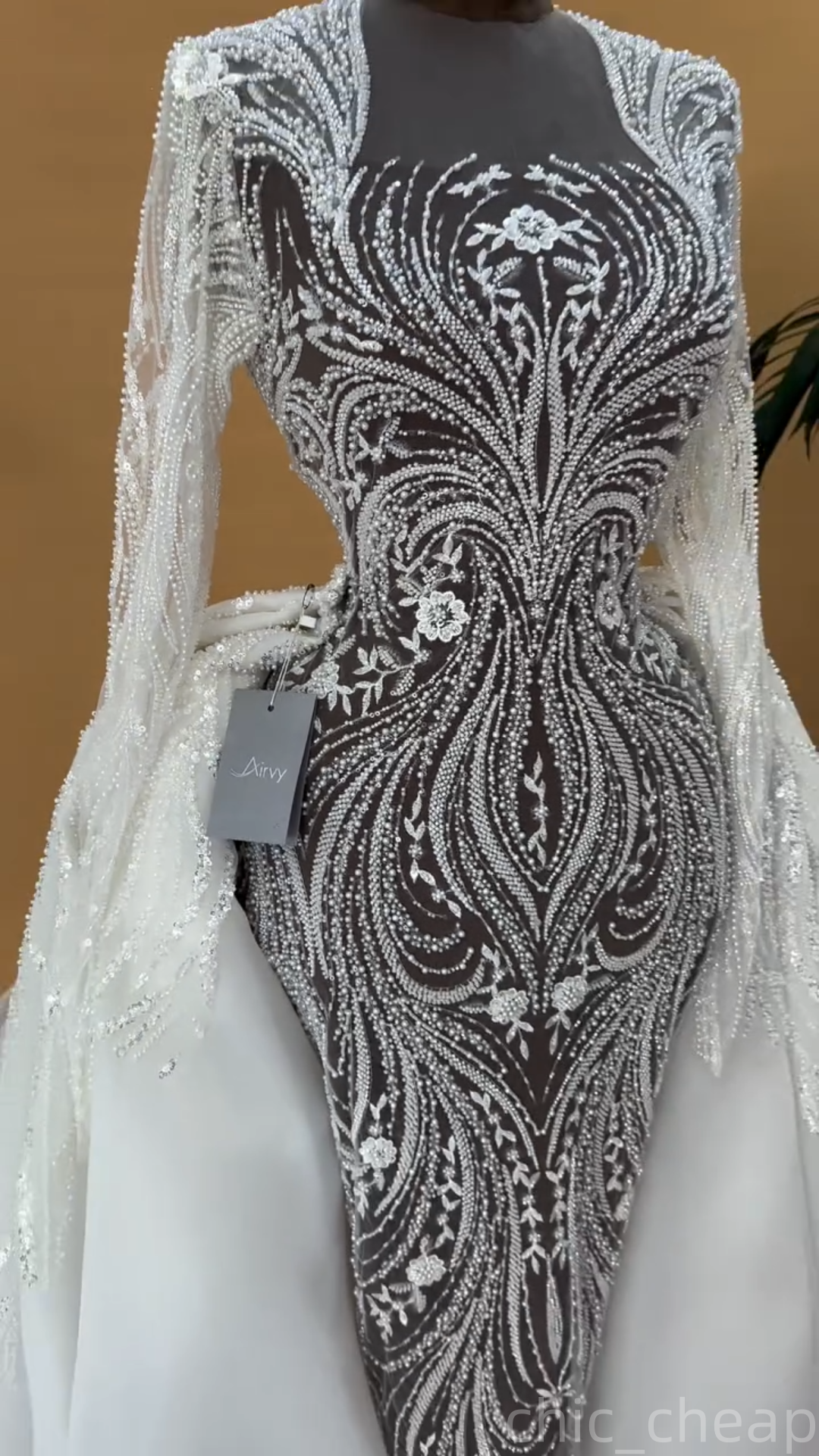 2025 Aso Ebi Plus Size Ivory Mermaid Wedding Dress Illusion Sequined Lace Detachable Train Bridal Gowns Dresses ZJ0681