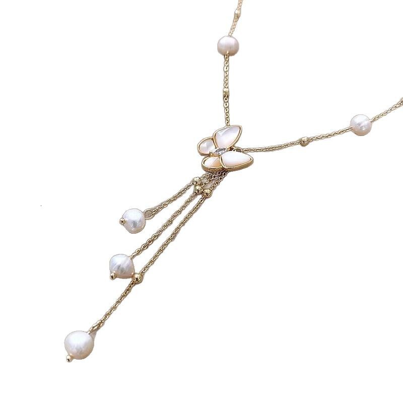 Freshwater Pearl Butterfly Mother-of-Pearl Necklace 2025 New Model Choker Sweater Light High-End Clavicle Chain Jewelry for Women