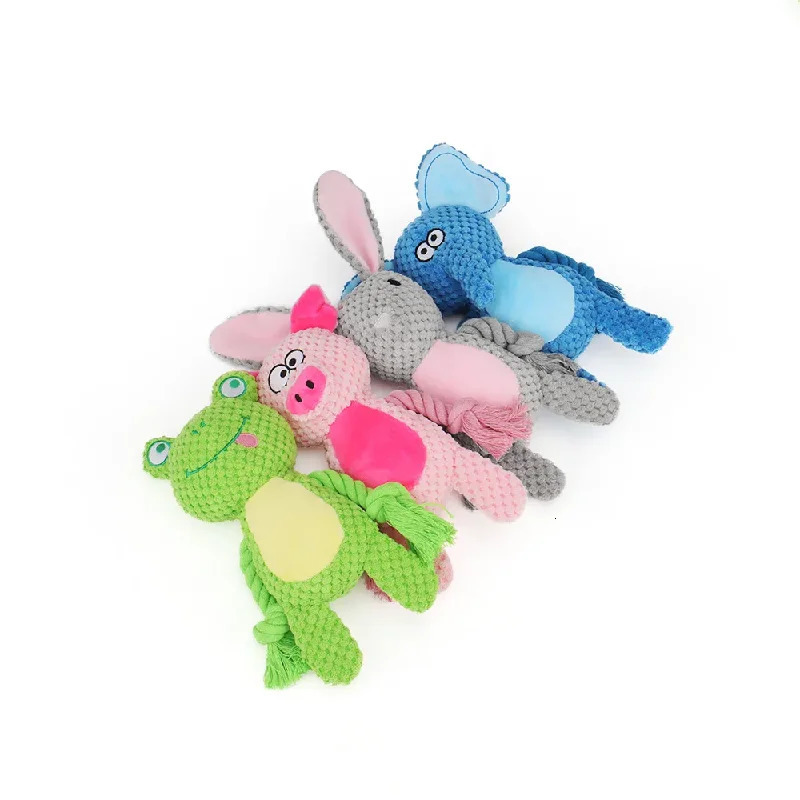 Cute Animal Rope Dog Toy Plush Puppy Chew Pet Squeak Knot Cartoon Rabbit Monkey 250729