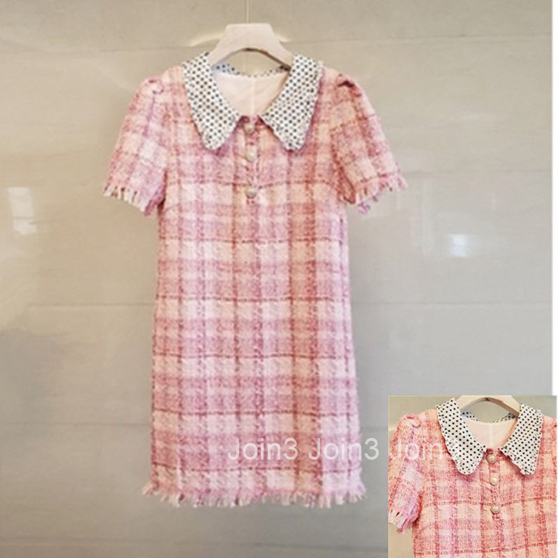 Socialite Little Fragrance Milk Dress 22 Summer New Fashion Slimming Turn-Down Collar Dress French Short Sleeve A-Line Dress