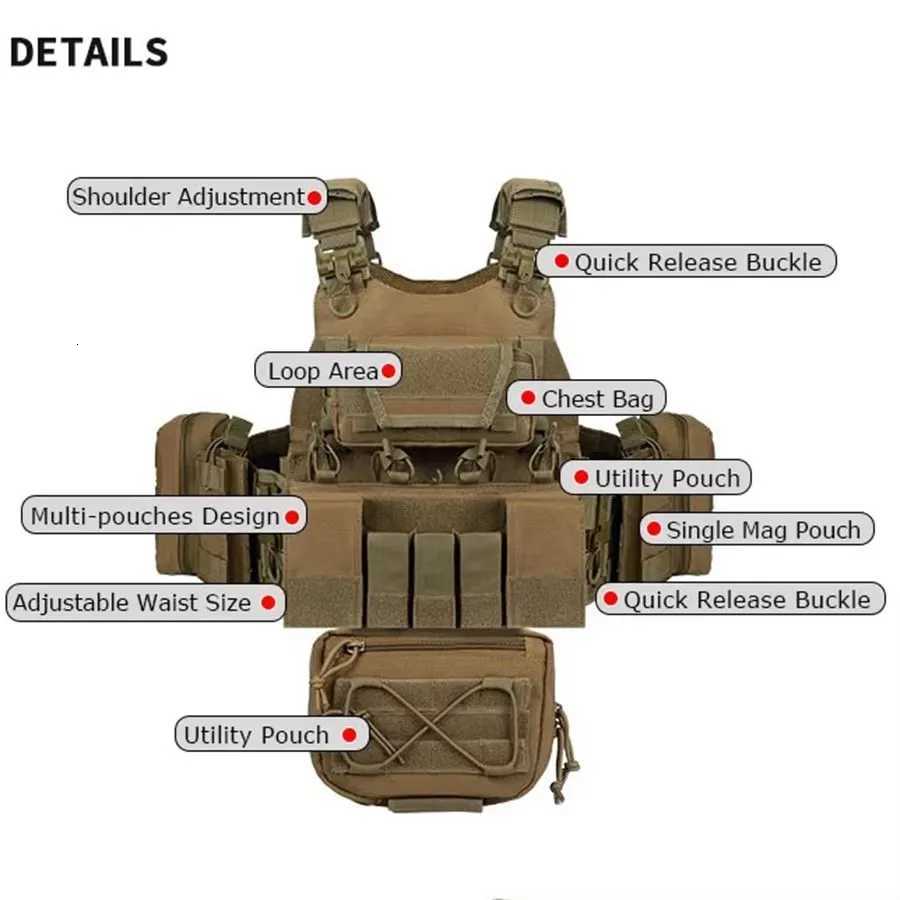 YAKEDA Vest Plate Carrier Chalecos Tactico Quick Release Security Tactical Vest Removable Tactical Vest Z250728