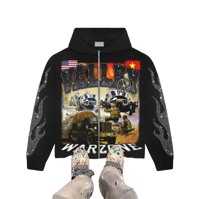 Gothic grunge Vintage Streetwear War Graphic Print Hoodies Women Y2k Tops Sweatshirt goth Oversized zip up Hoodie Mens Clothes 250728