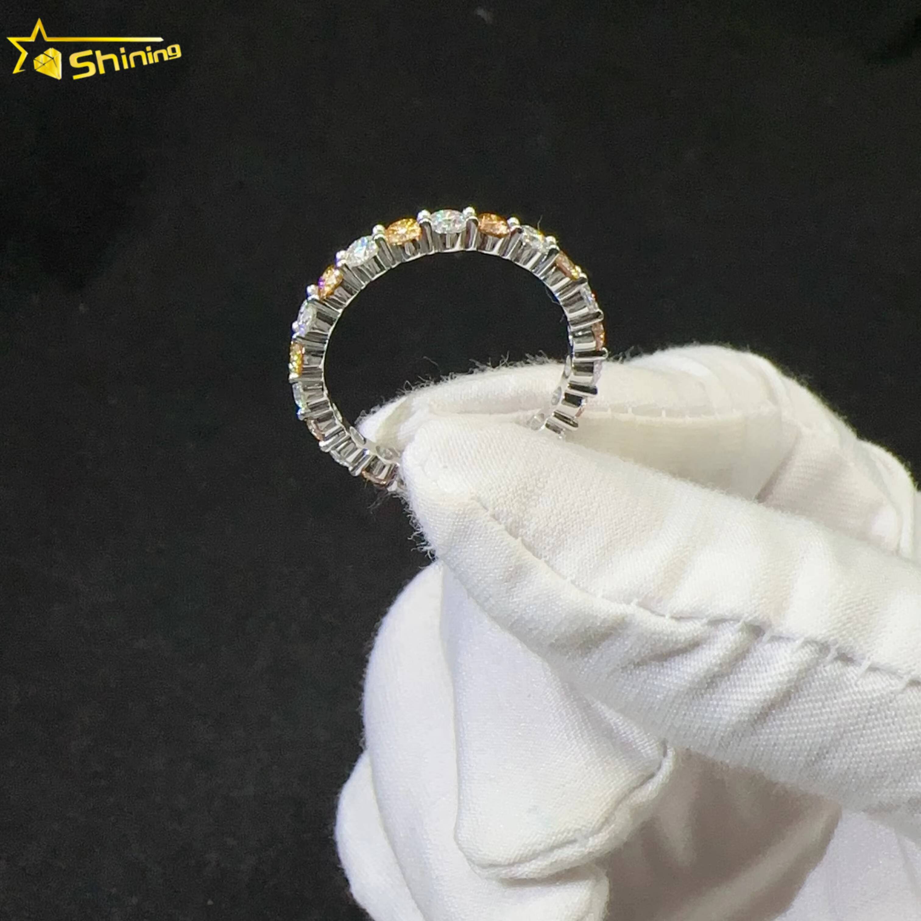 Custom Women Iced Out Eternity 925 Sterling Silver Gra Certificate VVS Moissanite Ring