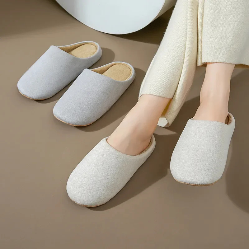 Men Slippers Light House Soft Home Cotton Slipper Winter Indoor Floor Shoes Couples Women Silence Slides Bedroom Flats 250725