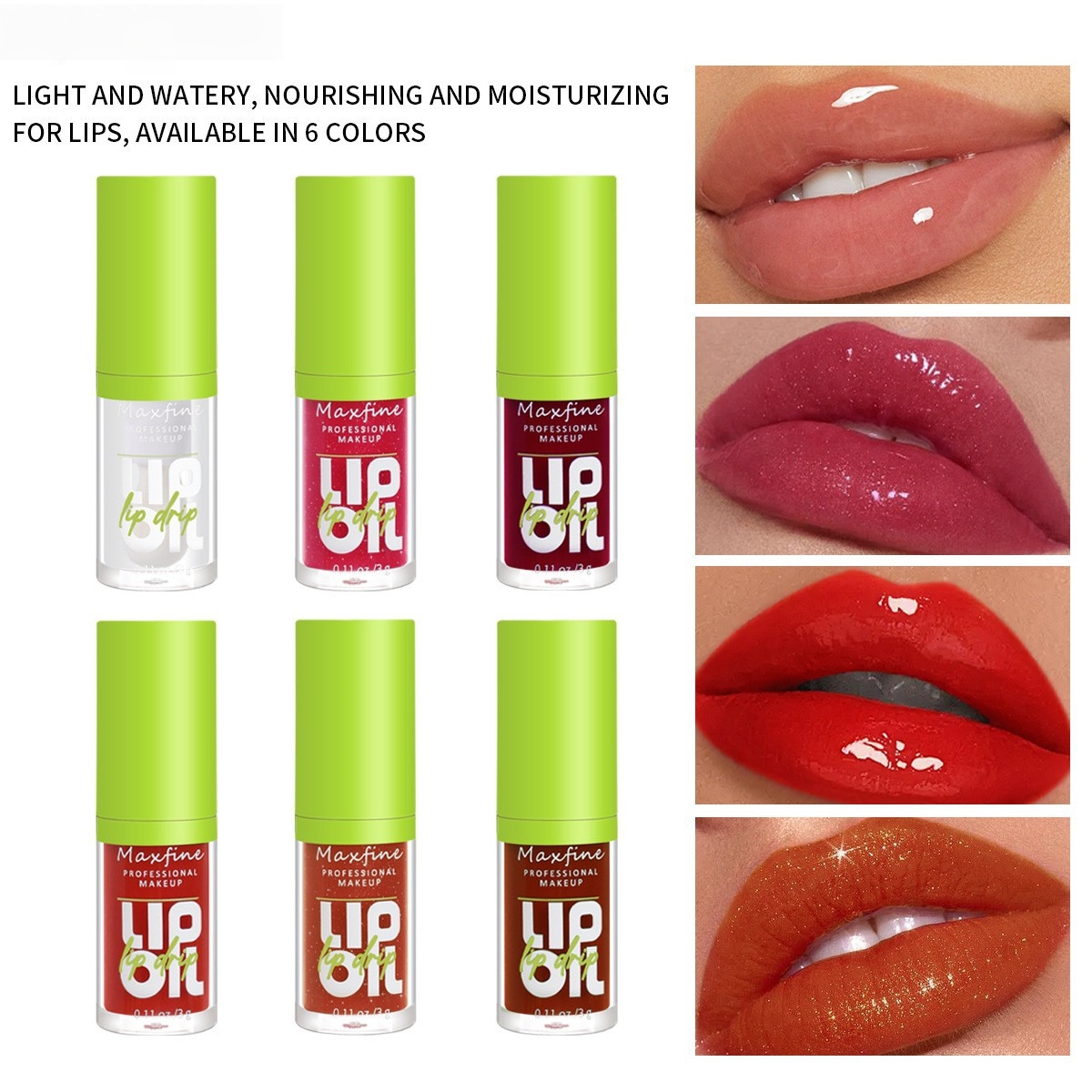 6 Colors Lip Gloss Plumping Lip Glaze Lip Balm Crystal Jelly Moisturizing Lip Oil Long Lasting Lipstick Transparent Lip Care Cherry Mineral Non-stick 