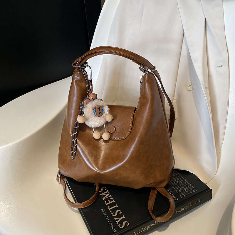 High-end Soft Leather for Women Large Capacity Commuter Single Shoulder Crossbody Multifunctional Backpack