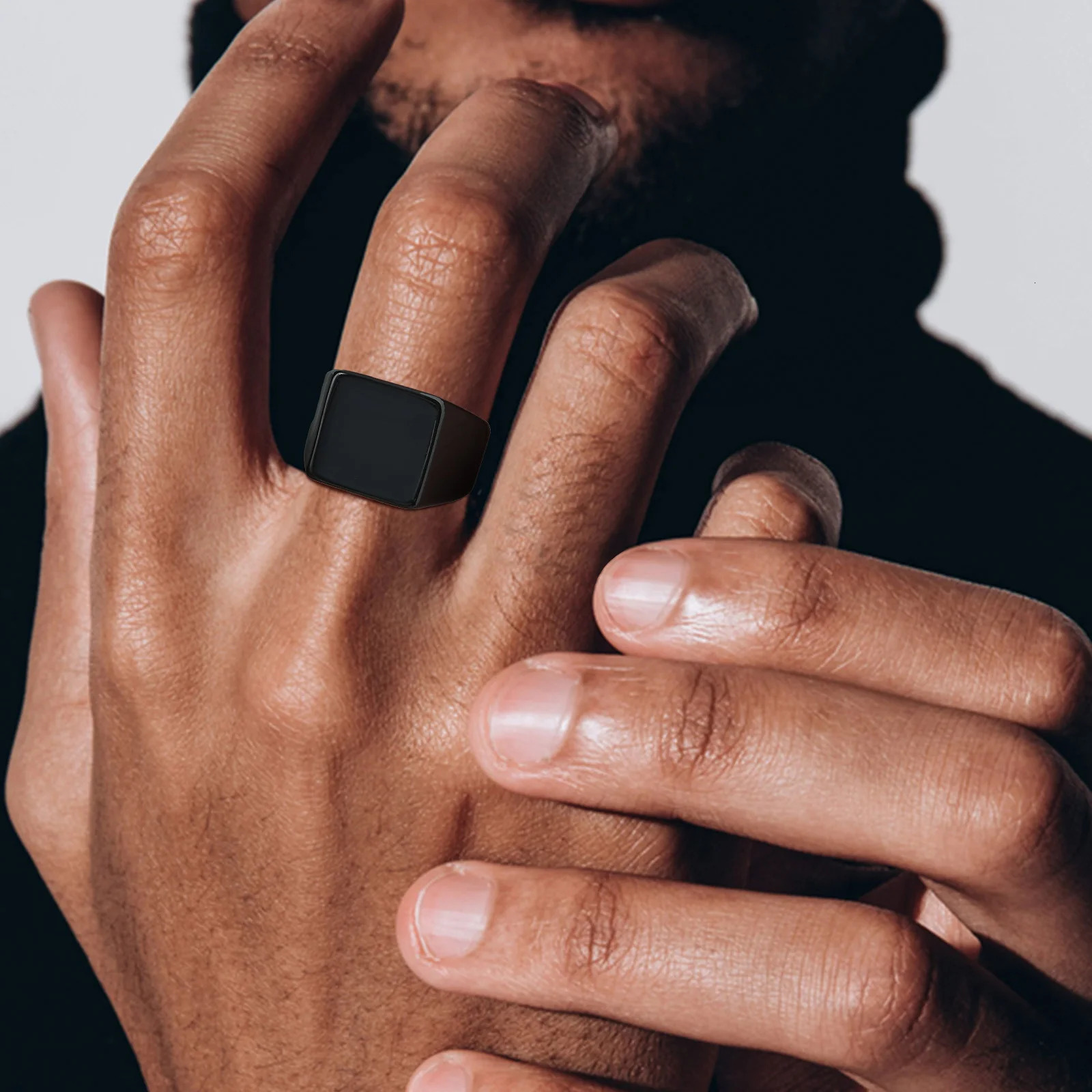 Square Signet Ring for Men BoysWaterproof Stainless Steel Finger Band RingGothic Punk Rock Jewelry Gifts 250729