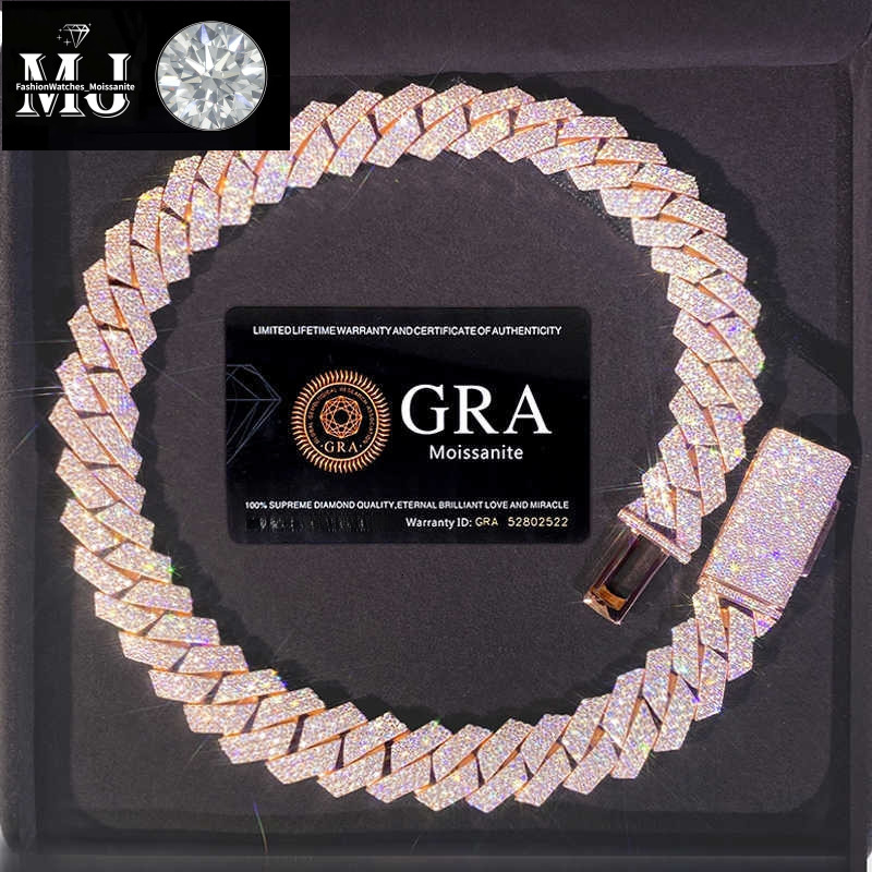 Necklace Designer Jewelry Cuban k Chain Custom Vvs Moissanite Iced Out Sterg Sier Pass Dia Test Hip Hop Chains for Men Jewelery