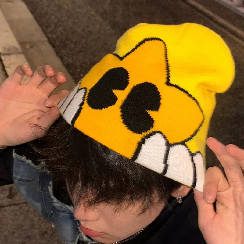 Cartoon Cute Five-pointed Star Knitted Hats Autumn and Winter Hip Hop Warm Ins Color Block Versatile Street Fashion Beanies 250724