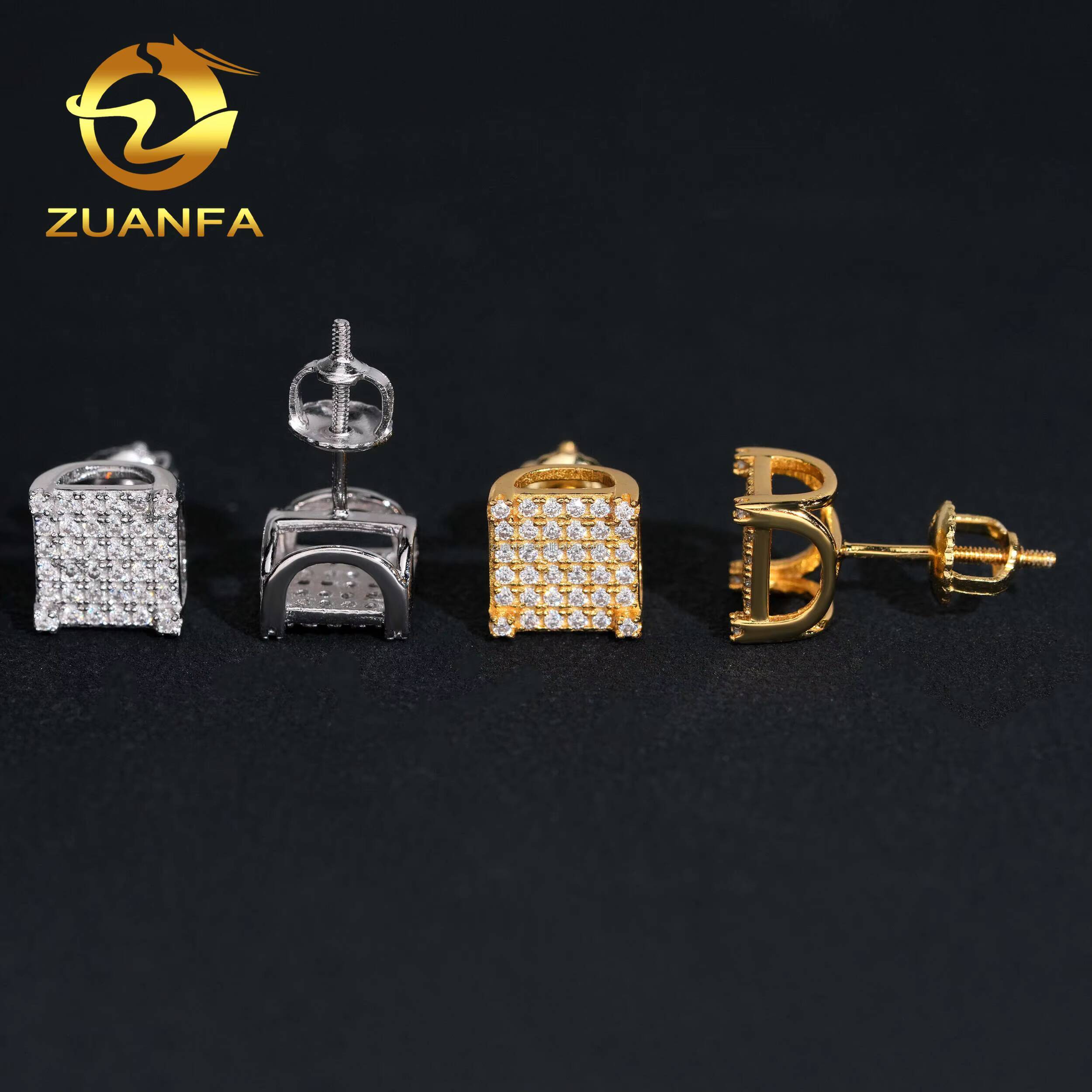 GRA Certificate Bulk Stock in America Warehouse Fashion Jewelry Iced Out S925 Screw Back VVS1 Moissanite Square Stud Earrings