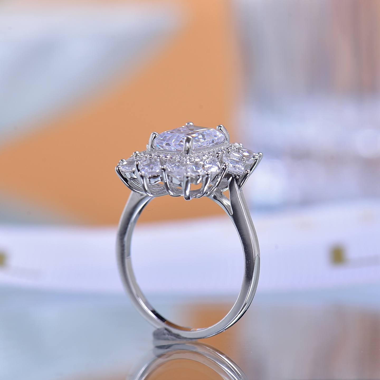 Enchanting Star and Moon Moissanite Ring - Ideal Gift for Expressing Devotion, Shiny Gem Accessory with a Cosmic Touch Moissanite Ring Gift Ring