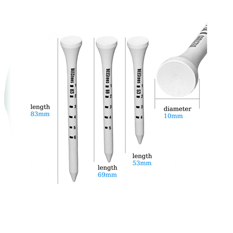 Golf ball nail white wooden ball nail 54mm 70mm 83mm various specifications factory wholesale spot Golf Tees with Height Markings 100 PCs per box