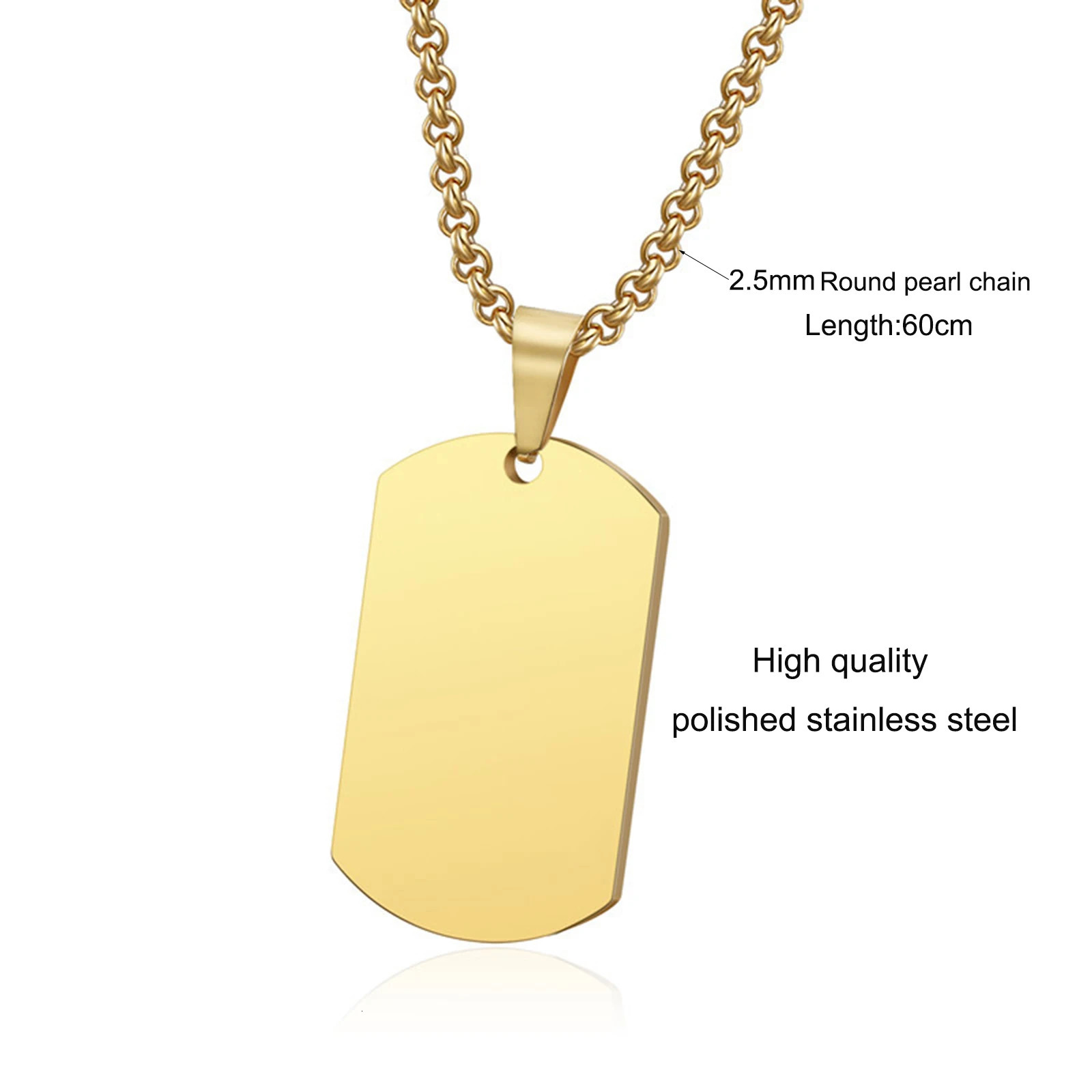 1PC Hip Hop Military Style Stainless Steel Dog Tag Pendant Necklace for Men Women Personalized Engraved Id Card Name Jewelry 250729