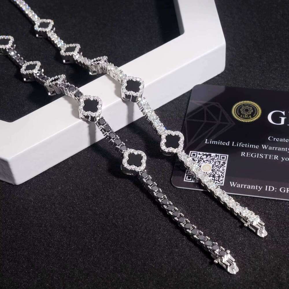 High Quality Sterling Sier Dia VVS Moissanite Tennis Fashionable Hip Hop Iced Out Clover Bracelet