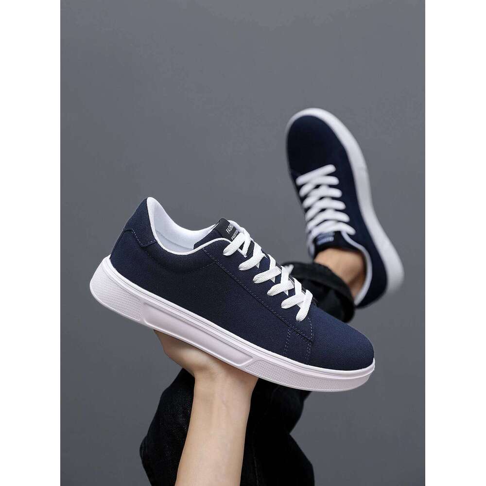 Men's Normcore Solid Color ing Light and Comfortable Low-Top Skateboard Shoes, Versatile Front Strap Outdoor Sports Blue Student Flats Shoes