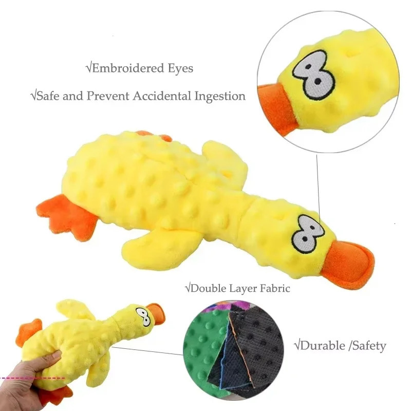 Duck Soft Plush Stuffed Raw Dog Toys for Small Puppy Dogs Interactive Squeaky Bite Toy Sound Paper Chew Tooth Pet Supplier 250729