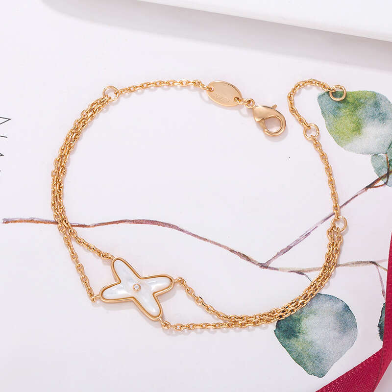 V Jin Shang Mei Rose Gold White Mother-of-Pearl Cross Necklace for Women High-Quality X-Shape Collarbone Chain Versatile Pendant