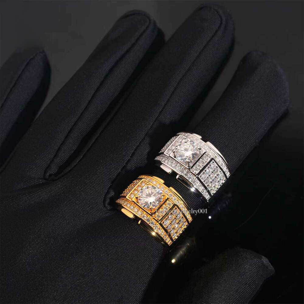 Ready to Ship Iced Out Men's Sier Lab Silicone Hip Hop Ring Pass