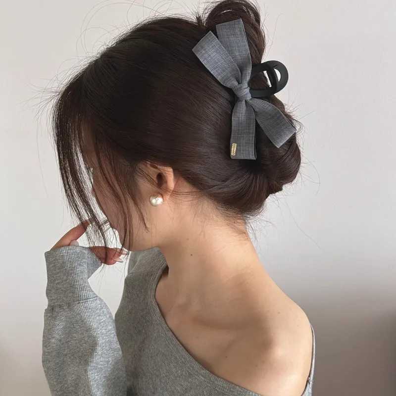 Fashion Denim Bow Grab Clip 2025 New Hairpin Back of Head Large Shark Clip Headdress Hair Clips for Women Z250729
