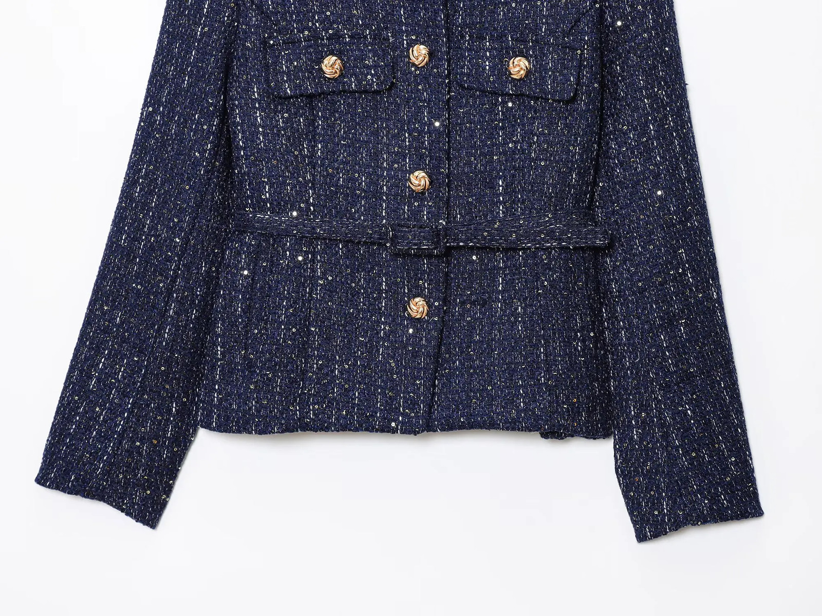 Autumn Products Womens Fashion Temperament Allmatch Gold Button Round Neck Long Sleeve Jacket 250729