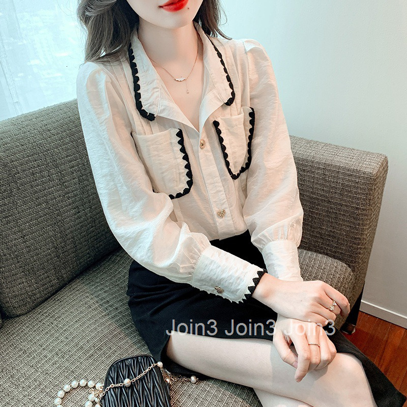 Autumn Winter New Plus Size Womens Turn-down Collar Mulberry Silk Puff Sleeve Base Long Sleeve Shirt Womens Top Blouse