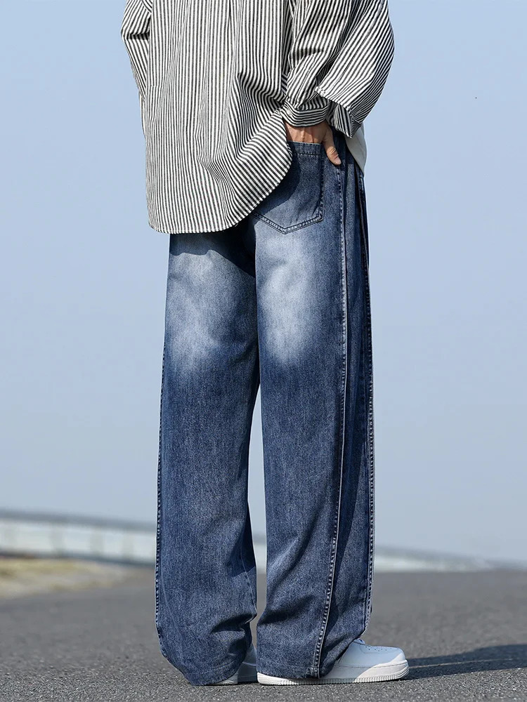 Mens Summer Baggy Jeans Big Size 8XL 7XL 6XL Lightweight Cotton Wide Leg Straight Denim Pants Loose Fit Blue Trousers 250729