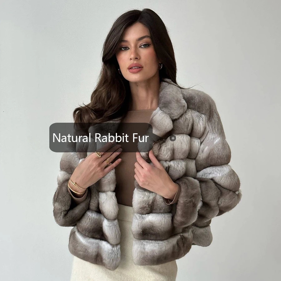 Women Chinchilla Fur Jacket For Women Natural Fur Coat Fluffy Jacket Rabbit Fur Coat Women Selling Clothes For 250723