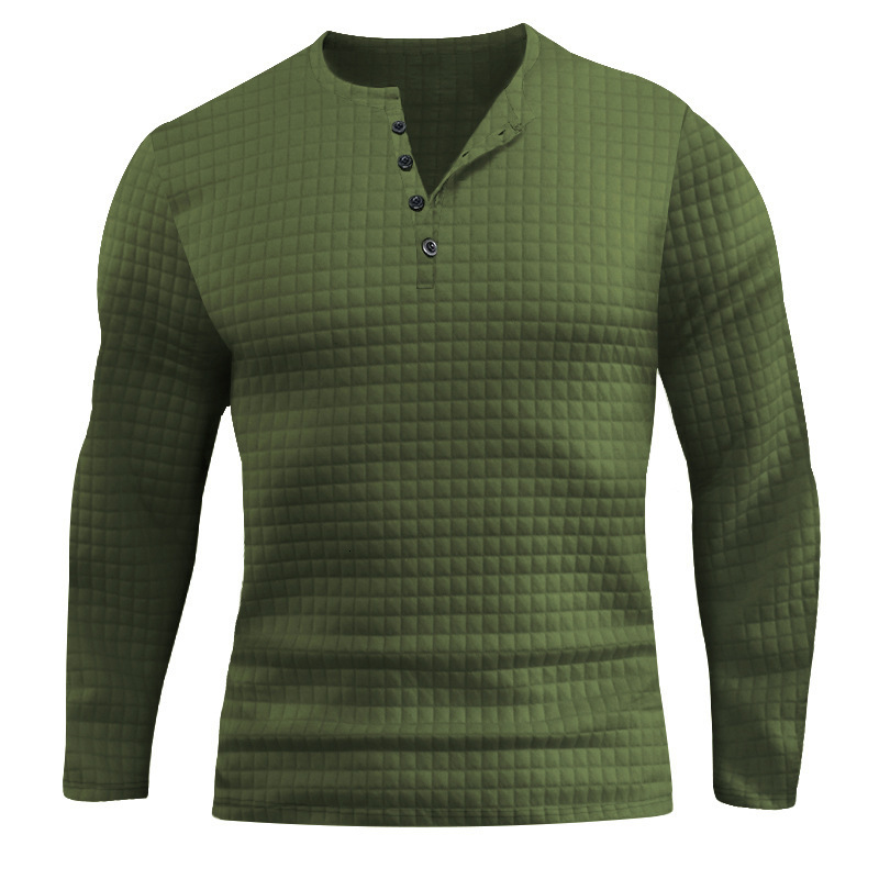 Mens autumn and winter casual long sleeved T-shirt solid color V-neck slim fit pullover sweater for men