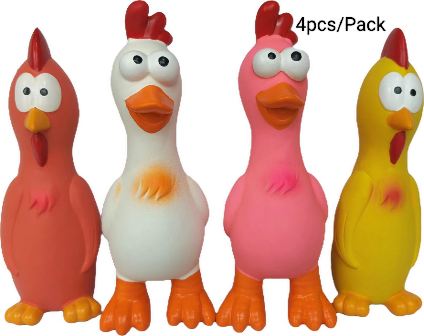 Latex Chicken Pet Dog Toy Eco-Friendly Natural Chickens and Ducks Pet Chewy Toy 4pcs/Pack