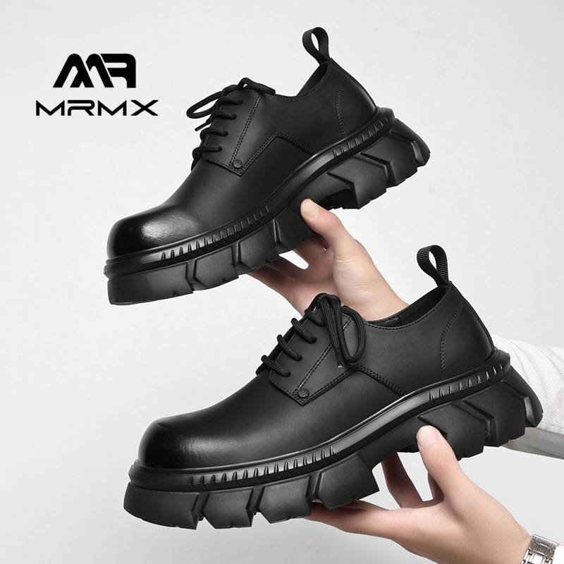 Men's 2025 New Casual Genuine Leather Business British Style Formal High-End Thick Sole Derby Shoes