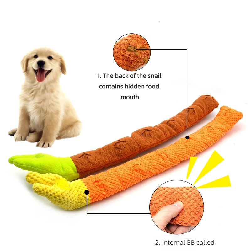 Snail Pet Plush Toy Dog Puzzle Feeder Toys Interactive Sniffing Dogs For Grinding Teeth Food Olfactory Training Supplies 250729