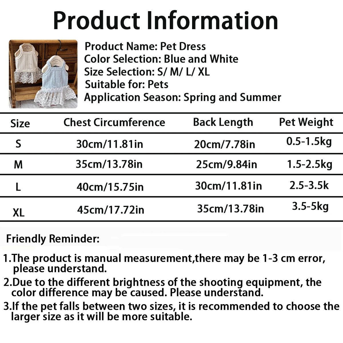 Blue Dog Dress for Small Sleeveless Lace Edge Cat Clothes Summer Cooling Soft Puppy Skirt Concise Pet Vest 250729