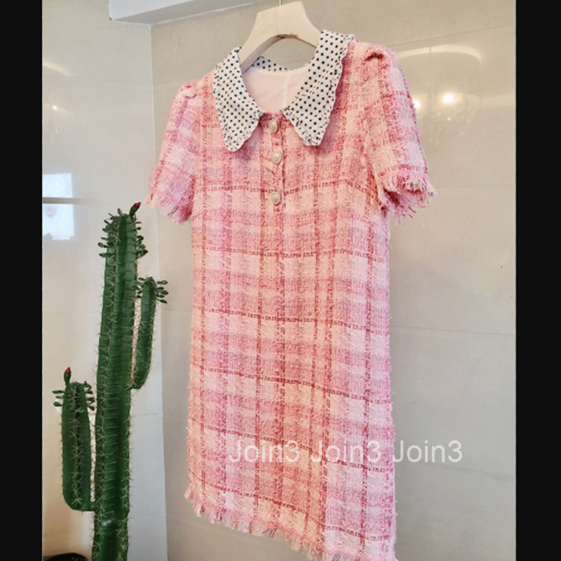 Socialite Little Fragrance Milk Dress 22 Summer New Fashion Slimming Turn-Down Collar Dress French Short Sleeve A-Line Dress