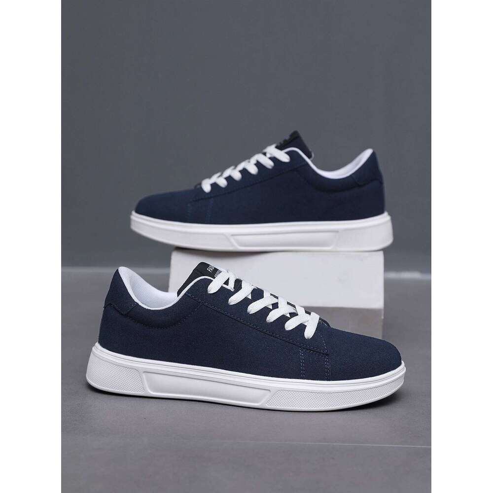 Men's Normcore Solid Color ing Light and Comfortable Low-Top Skateboard Shoes, Versatile Front Strap Outdoor Sports Blue Student Flats Shoes