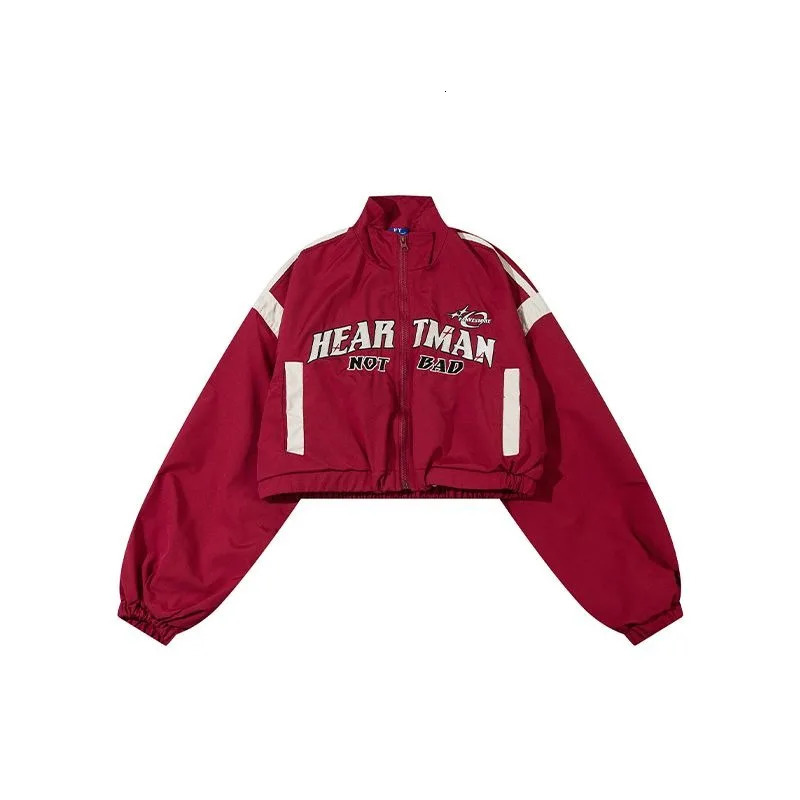 American Retro Spice Girls Short Trench Coat Women Y2K High Waist Motorcycle Wind Red Street Baseball Uniform 250715