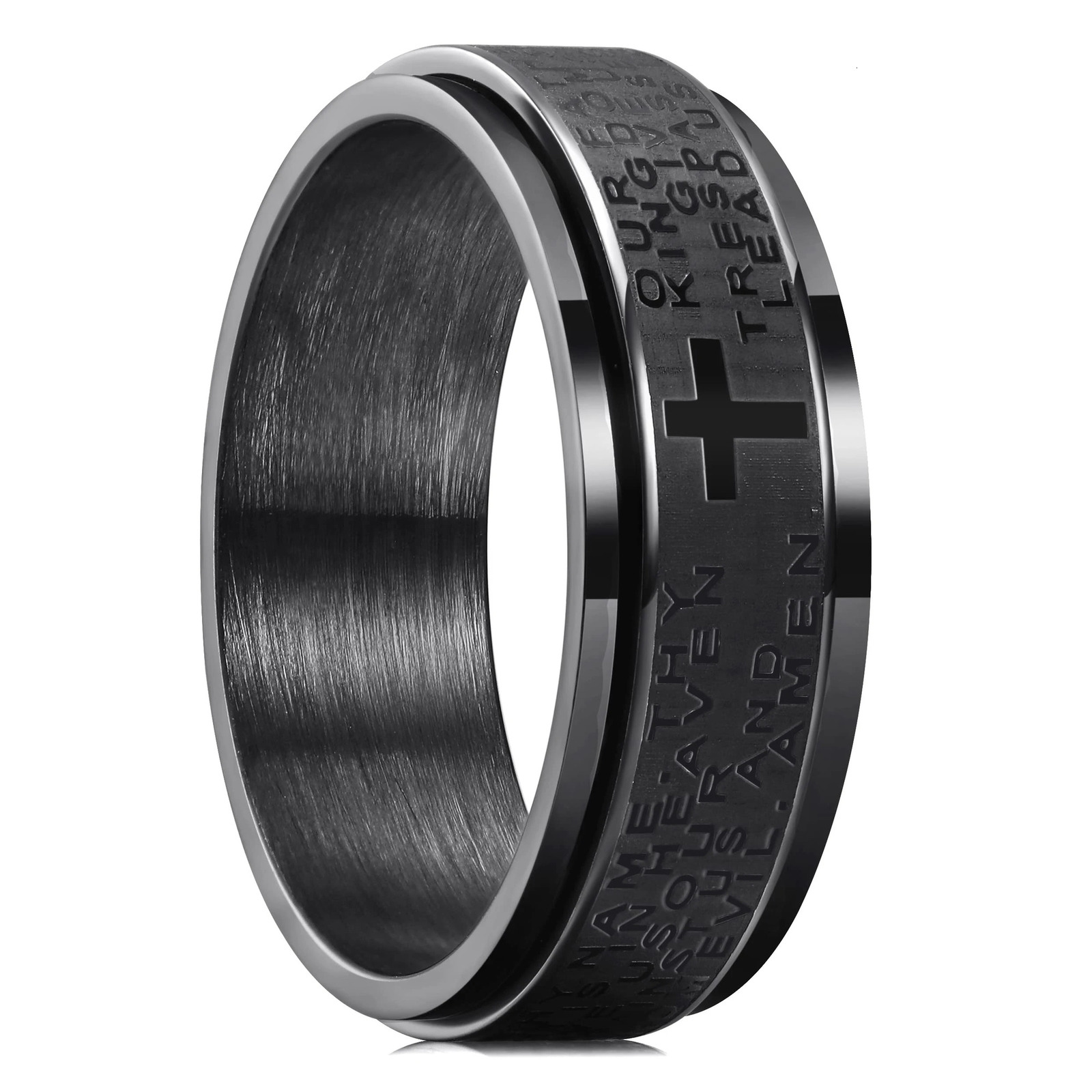 Stainless Steel Anxiety Rings For Men Women Christian Cross Religious Spinner Chain Rings Anti Stress Retro Amulet Jewelry 250729