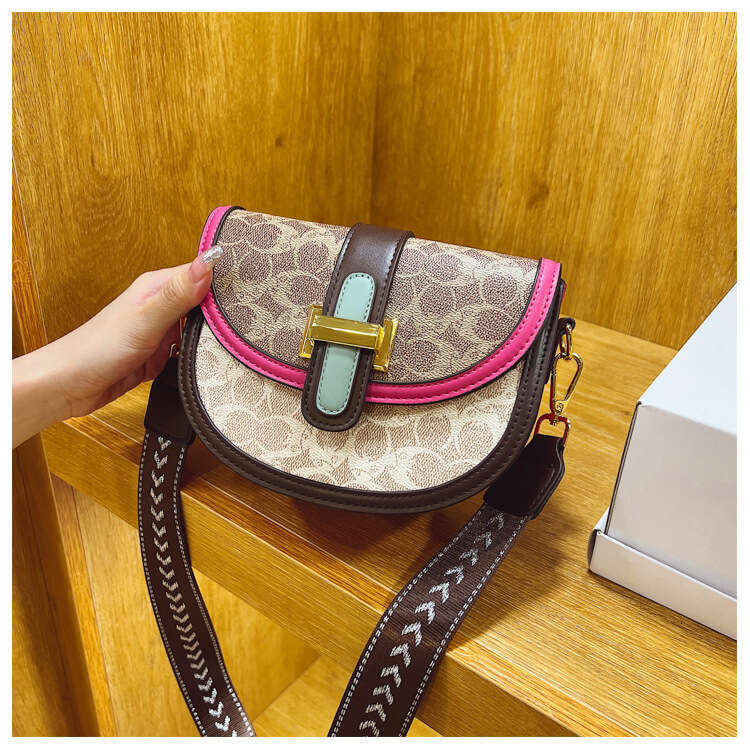 Fashion Color-Block for Women, Trendy Saddle Stylish Shoulder Textured Crossbody Bag, Commuter Small Bag