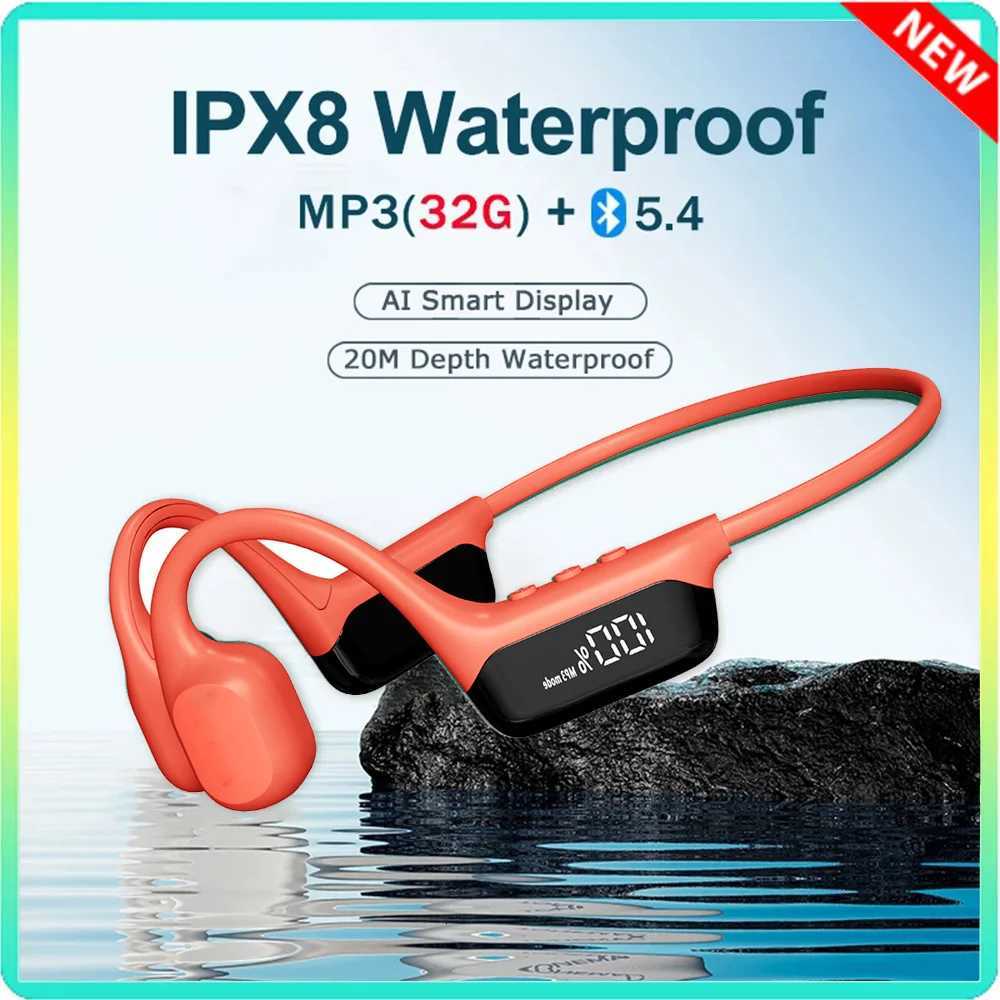 Bone Conduction Earphone Open IPX8 Waterproof Headset For Swimming 5.4 Wireless Sport Headphones MPZ 32G RAM R250728