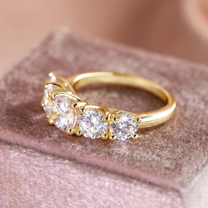 D Color Wedding Engagement Ring For Women 925 Silver 6.5mm 6mm 5mm Lab Diamond 5 Stones Promise Rings Finger Jewelry 250729