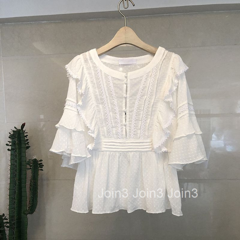 2025 Summer New Korean Fashion Fairy Ruffle Princess Elegant Top Patchwork Shirt for Women Gentle Style