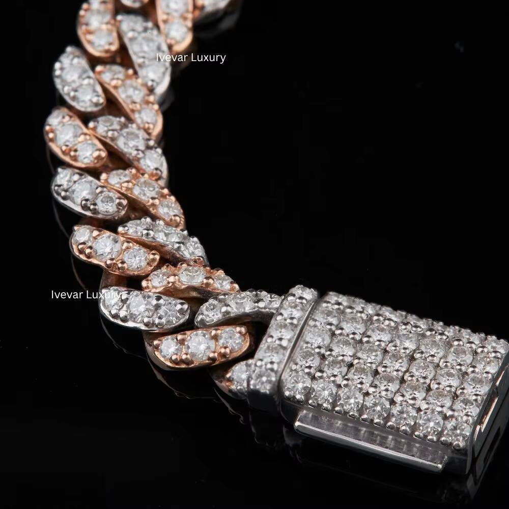 GRA VVS Moissanite 12MM 3ROWS Iced out Cuban Link Chain Sterling Silver 925 Hip Hop Mens Necklace Main Stone Diamond