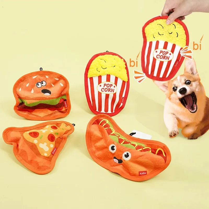 Dog Toys Funny Interactive Plush Cat Toy Teeth Grinding Chips Hamburger Shaped Pets Perfect for Cats Dogs Playing Toy 250729