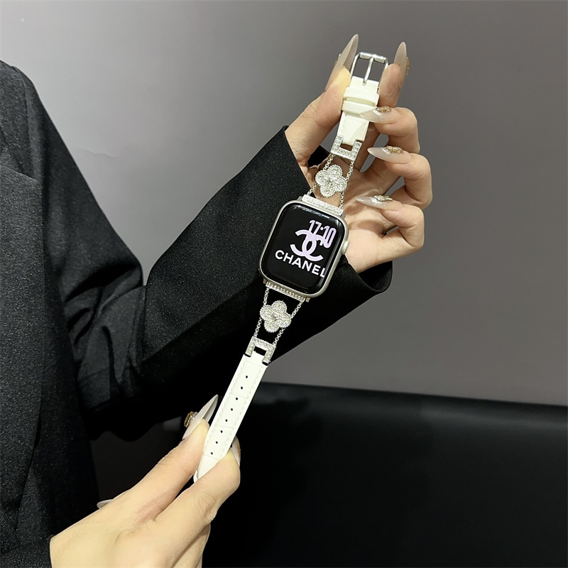 Fashion Clover Designer crocodile skin Leather Watch Straps for apple iwatch 10 9 8 7 6 5 4 Watchband genuine leather Watchbands 38mm/30mm/41mm/42mm/4