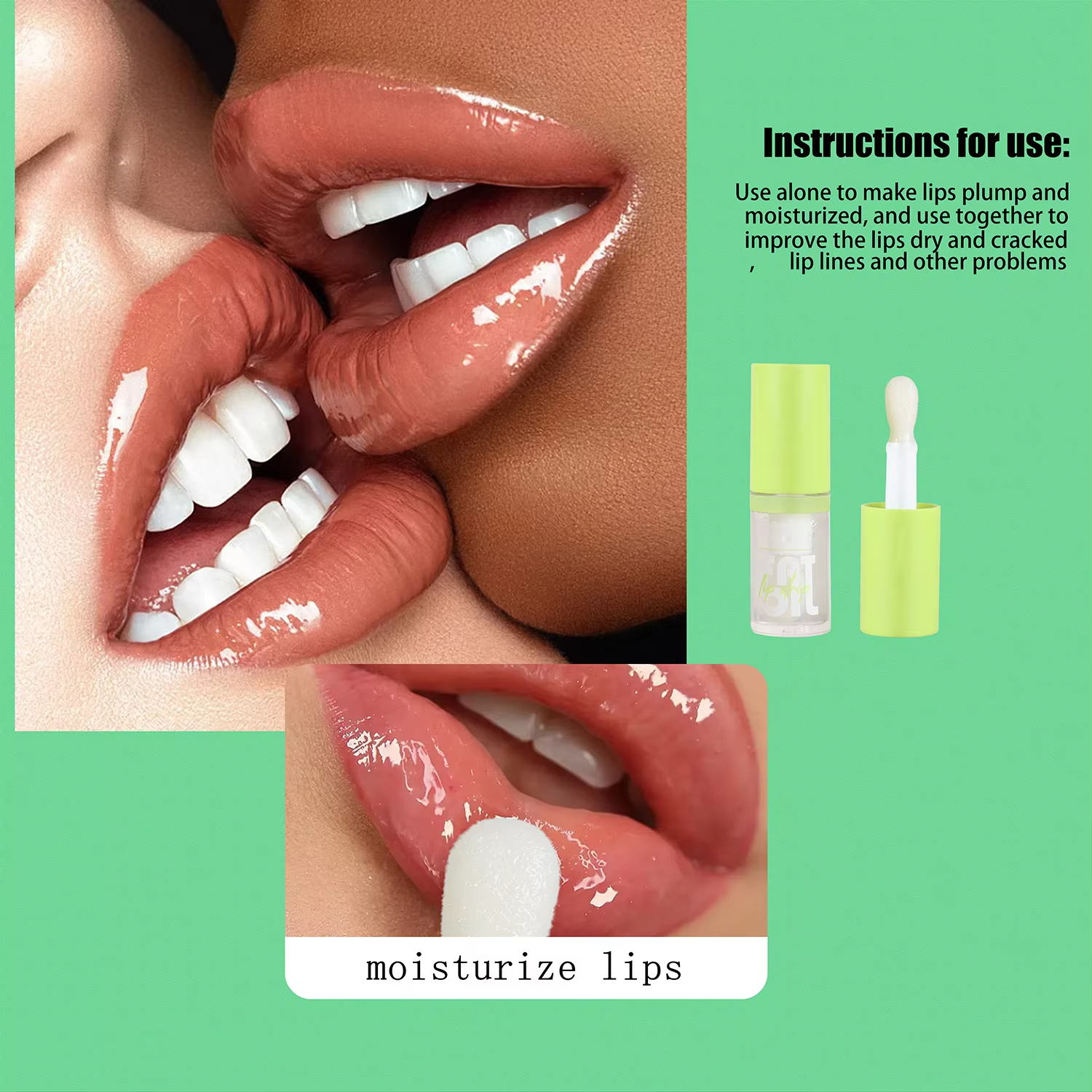 6 Colors Lip Gloss Plumping Lip Glaze Lip Balm Crystal Jelly Moisturizing Lip Oil Long Lasting Lipstick Transparent Lip Care Cherry Mineral Non-stick 