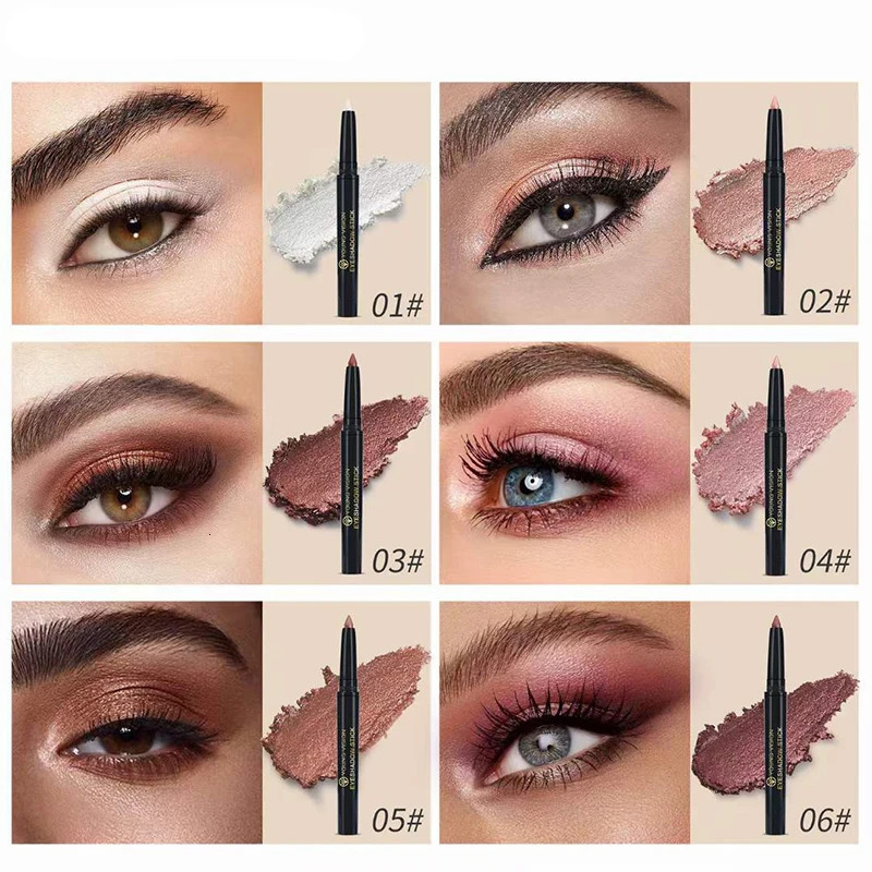 12 Colors Pearlescent Swivel Eyeshadow Stick Waterproof Correcting Contour Eye Makeup Pencil A must-have for a high quality make 250726