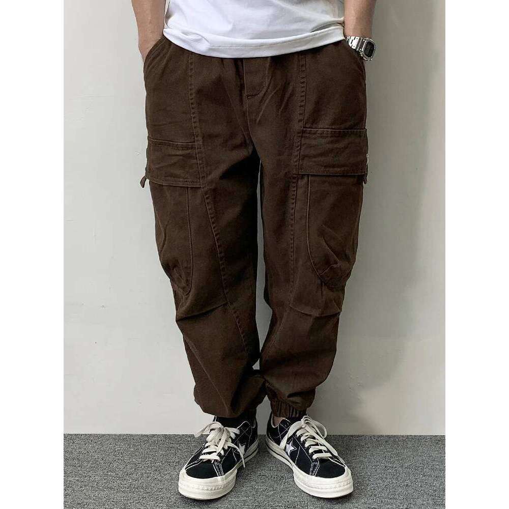 High Quality Long Staple Cotton Twill Multi-Process Cargo Streetwear Khaki Work Pants For Men Haruku Tactical Joggers 250726