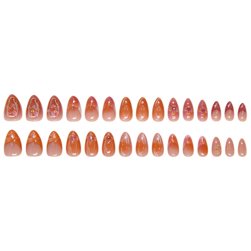 Wearable armor style gold bead and diamond set with 30 removable nails in a simple French flower design R250623