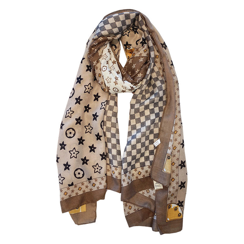 Star plaid scarf female winter high sense scarf temperament all match checkerboard plaid scarf autumn and winter shawl 2025s hot