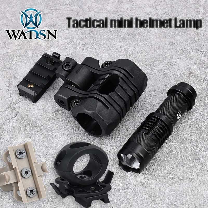 Wadsn Mini Helmet Lamp White Light LED Flashlight Fits FAST Helmets Outdoor Tactical Signal Optical Hunting Equipment Nylon Clamp R250728